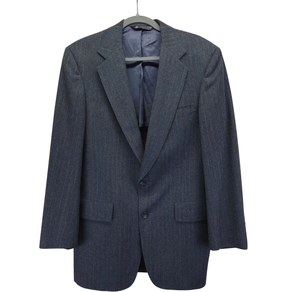 Austin Reed Baskin Mens Bluish Gray Pinstripe‎ Wool Blazer Jacket Tailored USA